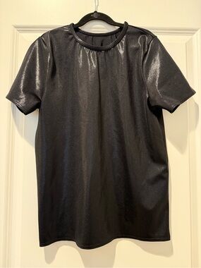 Weissman Metallic Crewneck Shirt (6670), Black, Size LC